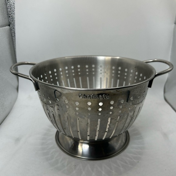 Chefmate Colander Large Silver Stainless Steel Double Handle Footed Perforated - Picture 1 of 6